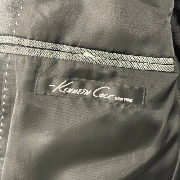 Kenneth Cole New York Button Front Tuxedo Jacket Black Mens 44 Long - Picture 6 of 7